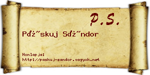 Páskuj Sándor névjegykártya